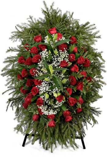 ВЕНОК С ЖИВЫМИ ЦВЕТАМИ "ЭЛИТ" (1,8 м)