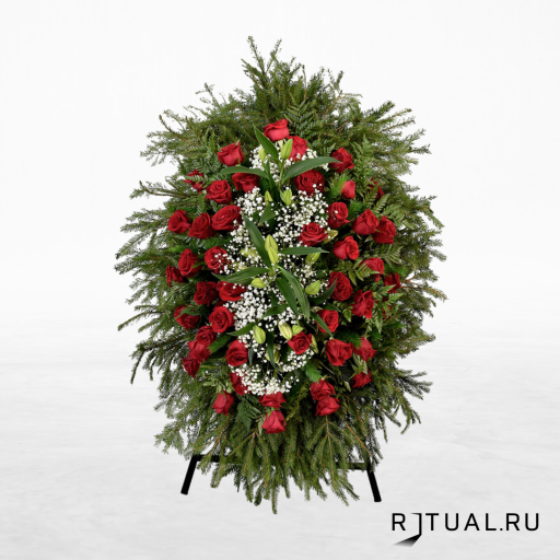 ВЕНОК С ЖИВЫМИ ЦВЕТАМИ "ЭЛИТ" (1,2м)
