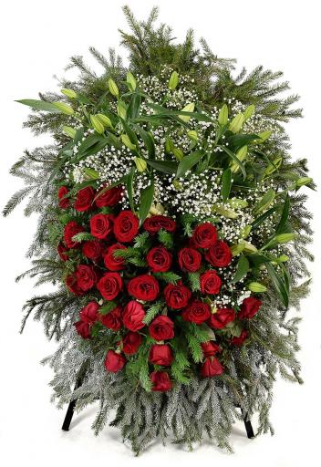 ВЕНОК С ЖИВЫМИ ЦВЕТАМИ "ЭЛИТ" (1,6 м)