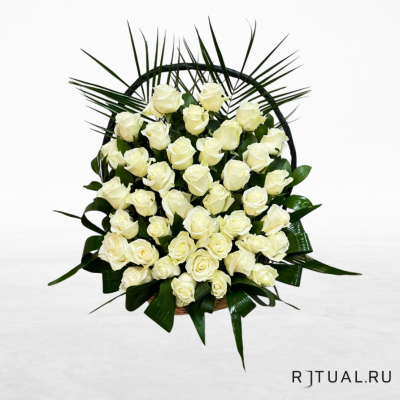 КОРЗИНА "РОЗА", С ЖИВЫМИ ЦВЕТАМИ  (0,40мх0,60) (40 шт - розы, зелень)